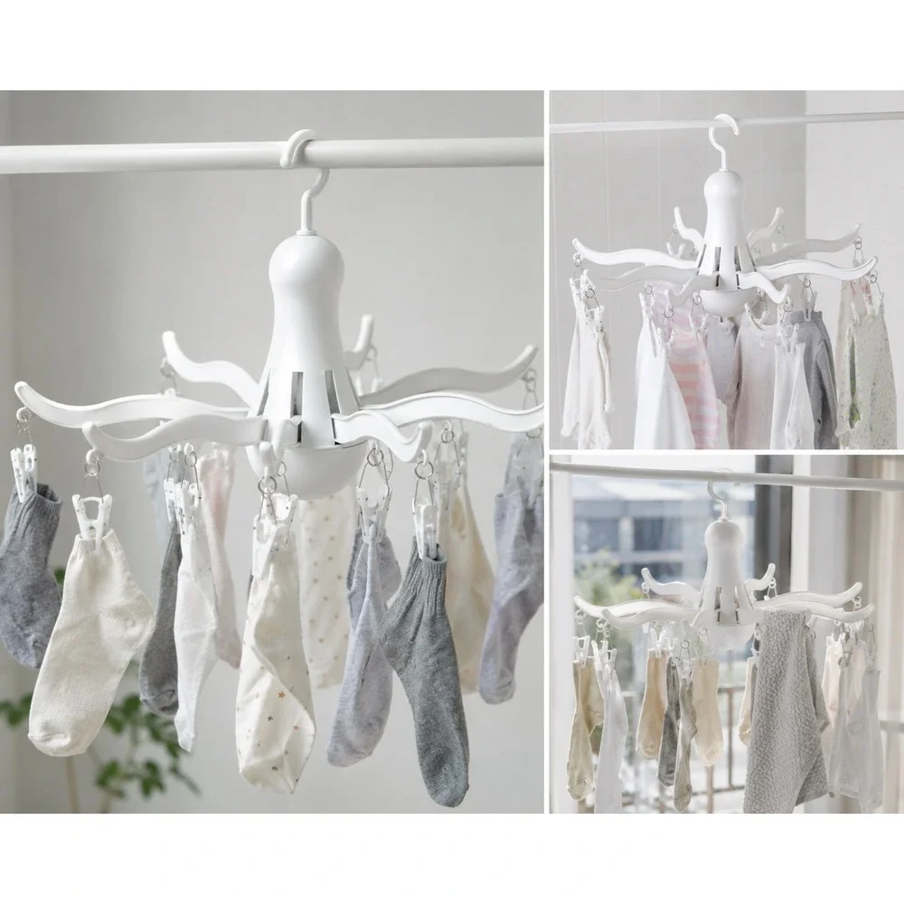 IKEA Pressa Hanging Dryer 16 Clips White Foldable Laundry Rack Minimalist Scandi